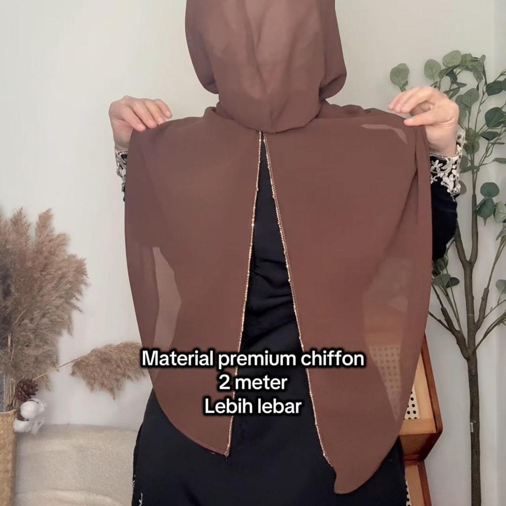 Shawl Hoodie Beaded Chiffon